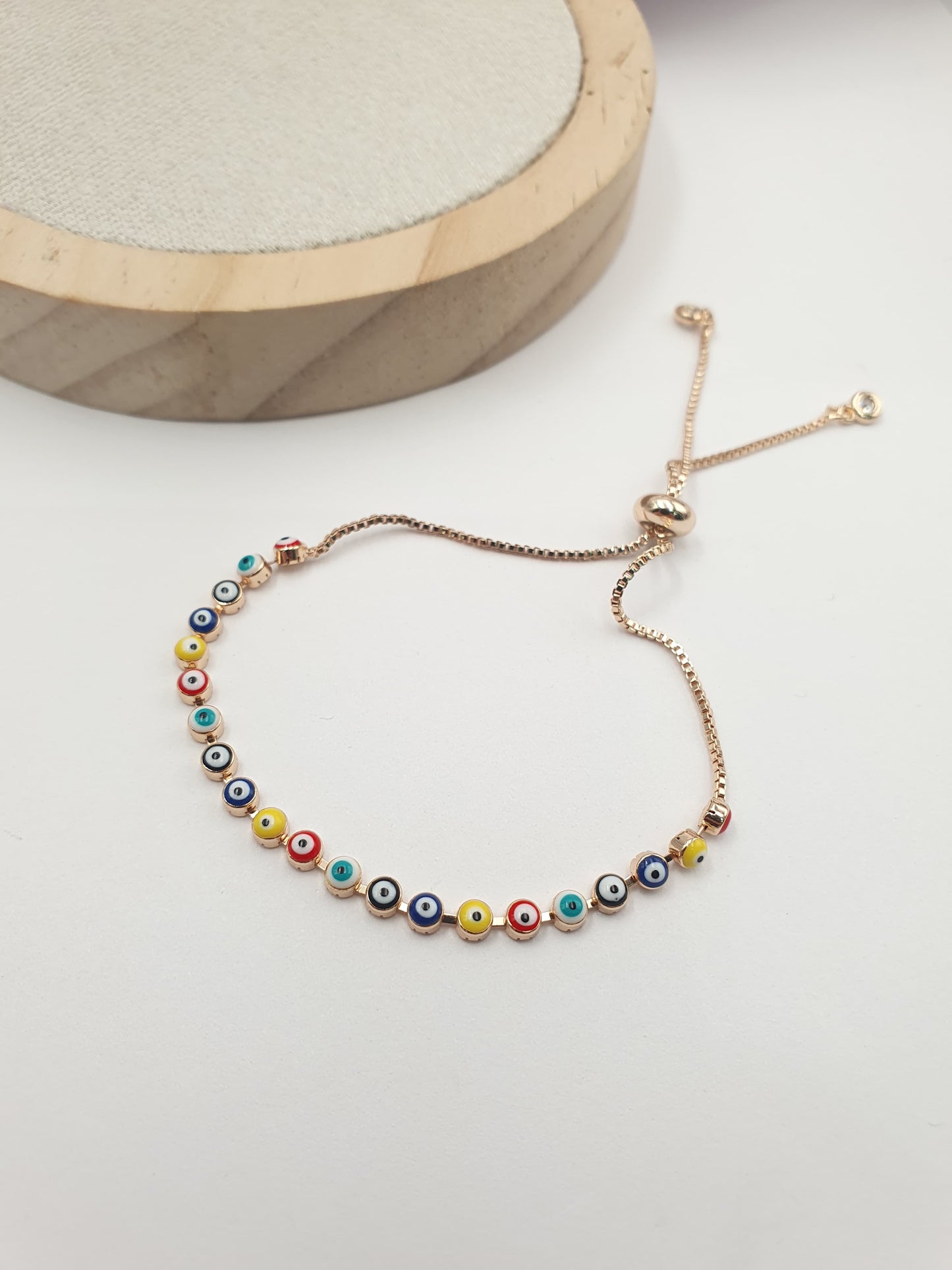 Pulsera Rodio Ojo Turco Multicolor Graduable