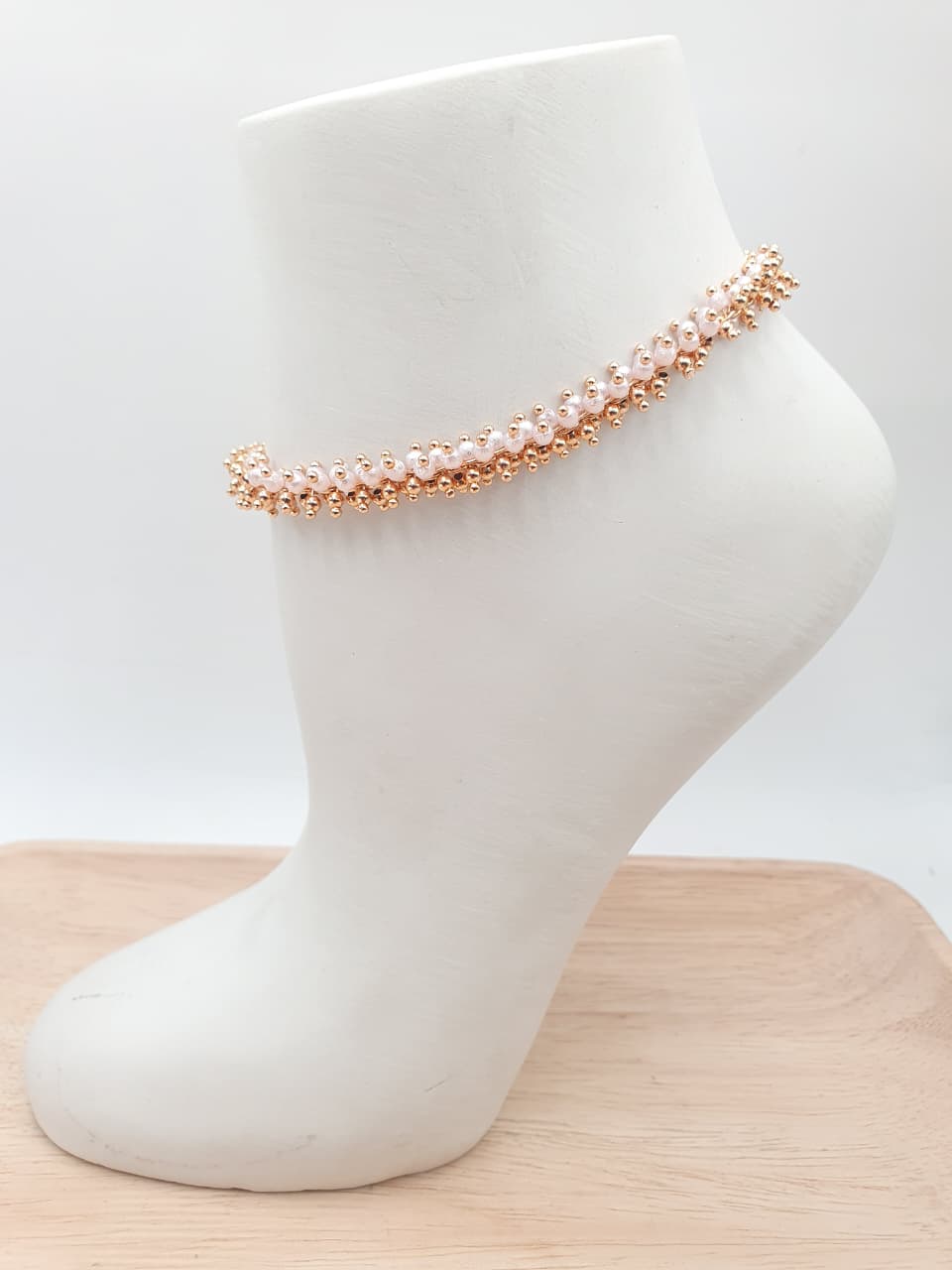 Tobillera Rodio Perlas