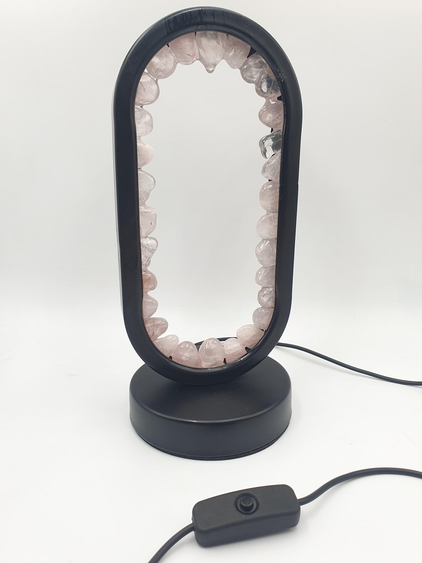 Lámpara de piedra natural ovalo cuarzo rosado