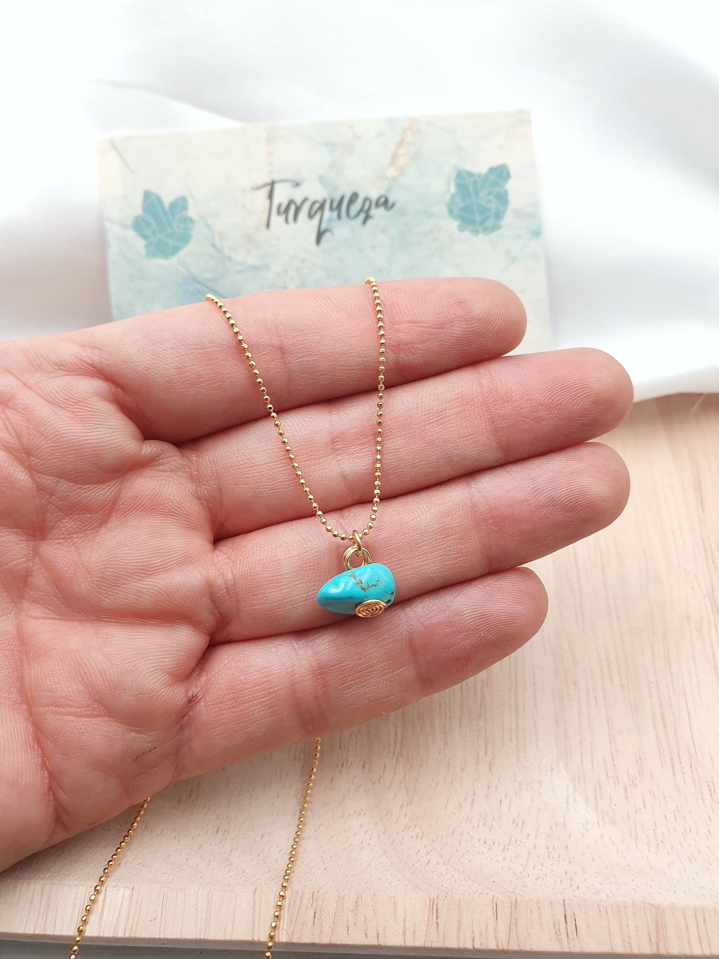 Cadenita De Piedra Natural Turquesa