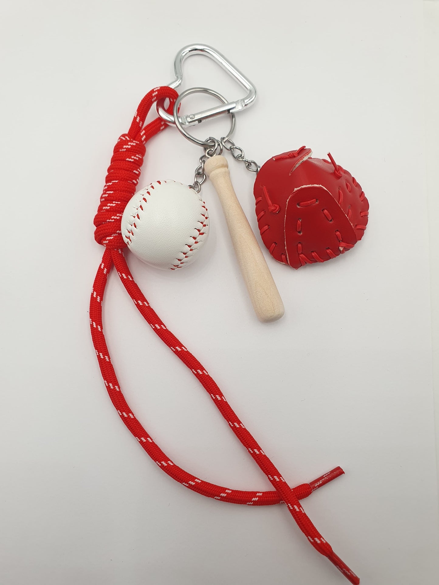 Llavero bate de beisbol guante rojo
