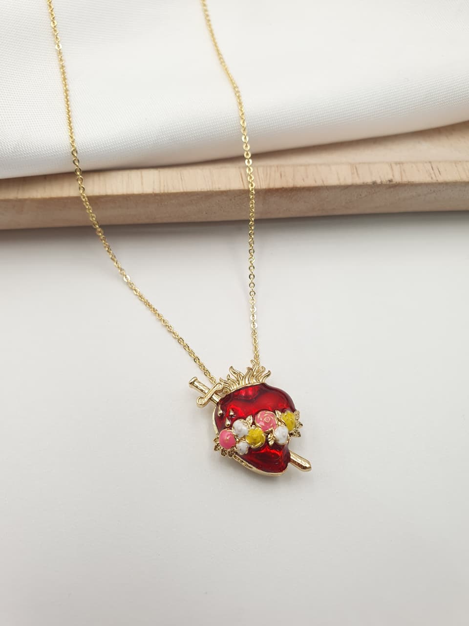 Cadena Sagrado corazon Rodio SAG18