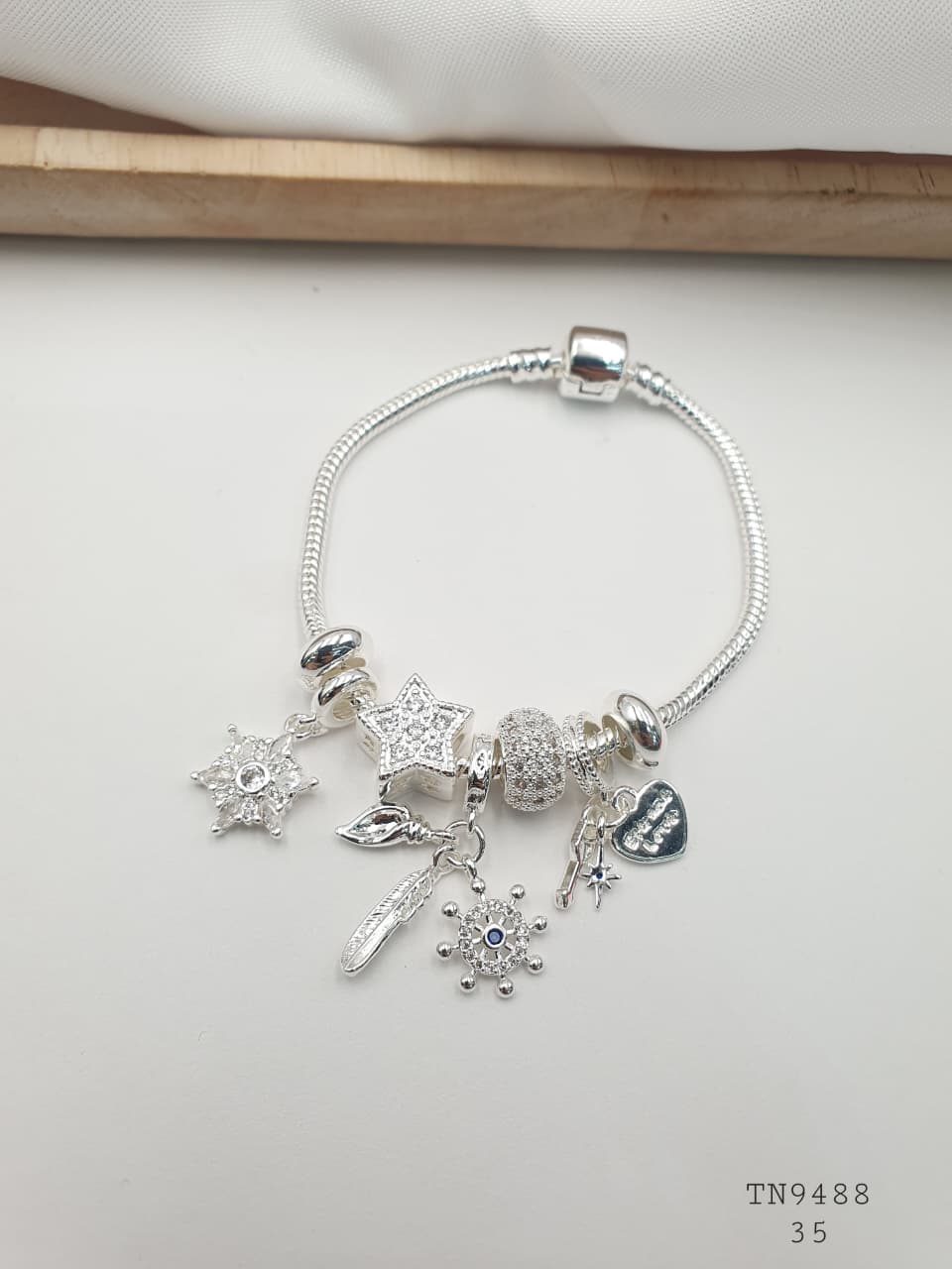 Pulsera Plateada Aro En Rodio TN9488