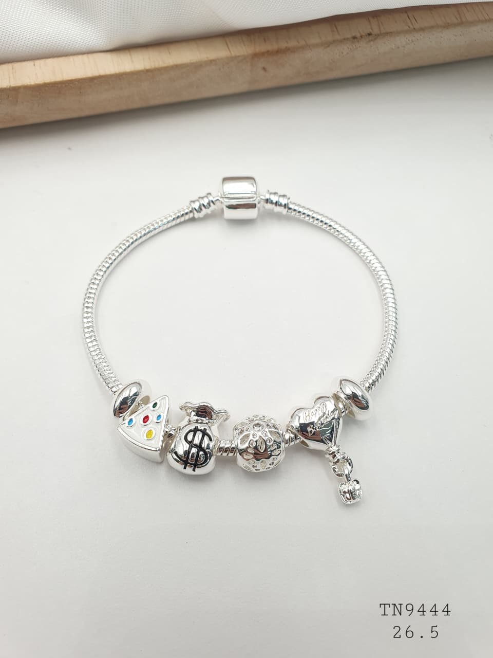 Pulsera Plateada Aro En Rodio TN9444