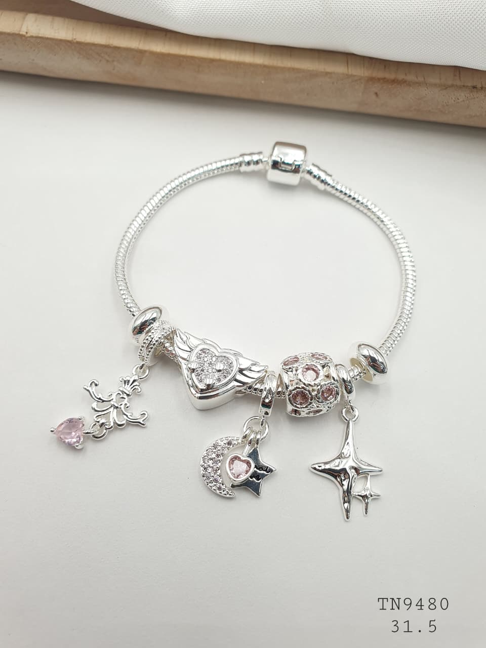 Pulsera Plateada Aro En Rodio TN9480