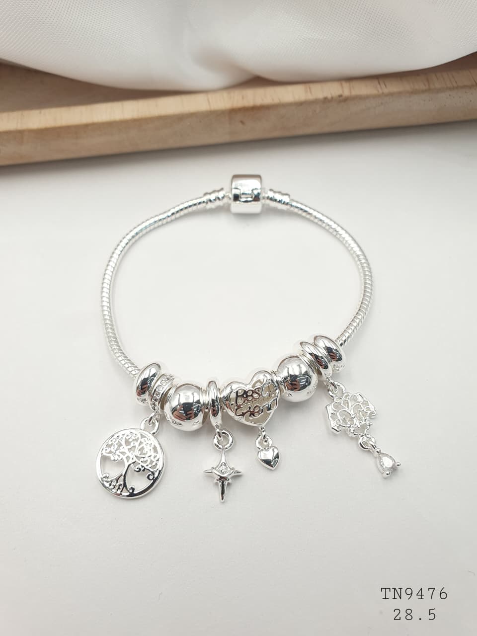 Pulsera Plateada Aro En Rodio TN9476