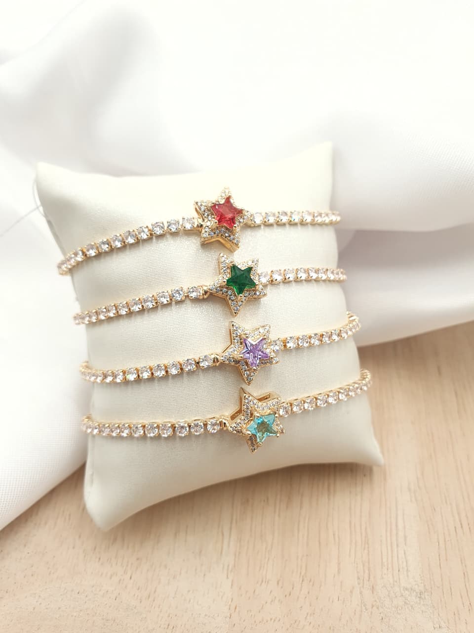 Pulsera En rodio Circon estrella