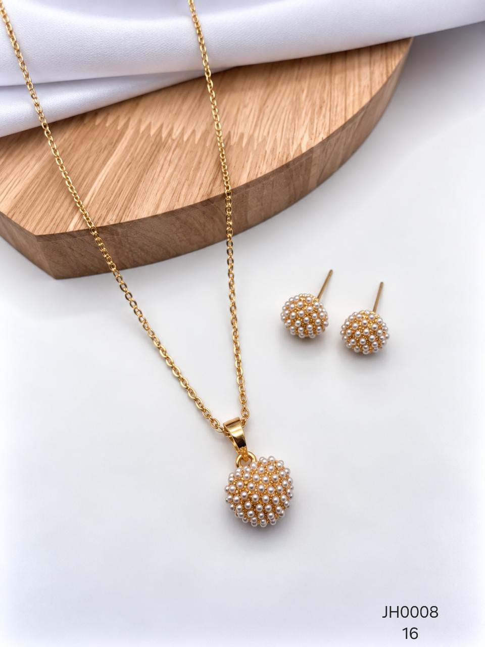 Duos Rodio Con Mini Perlas JH0008