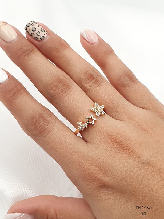 Anillo Rodio Estrellas Con Circones TN6080