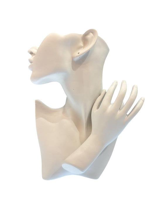 Exhibidor Cuello Resina Con Mano Blanco 20X27 EXH08-26B