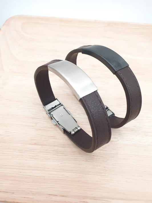 Pulsera Identificacion Cuero Personalizable