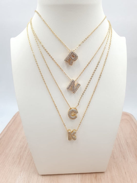 Cadenas Letras Con Microcircones Rodio