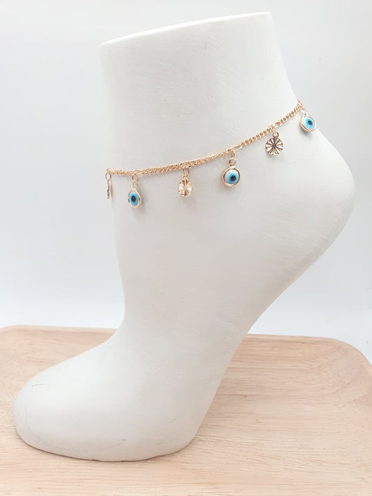 Tobillera Rodio Ojos Turcos