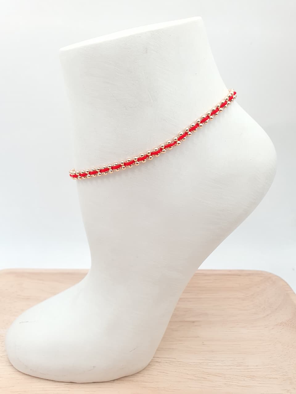 Tobillera Rodio Hilo Rojo