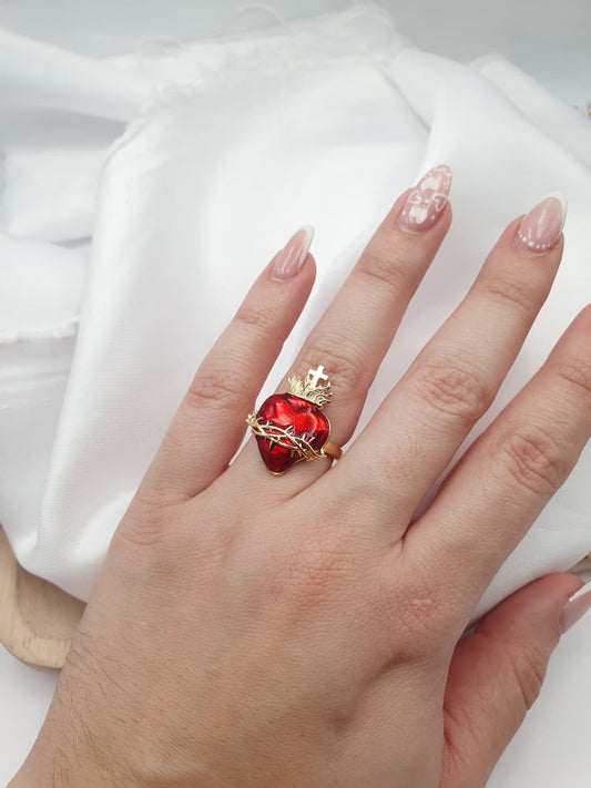 Anillo Rodio Sagrado Corazon De Jesus A2