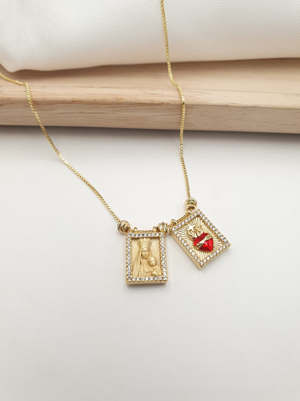 Escapulario Virgen del carmen y sagrado corazon