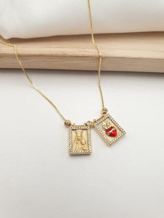 Escapulario Virgen del carmen y sagrado corazon