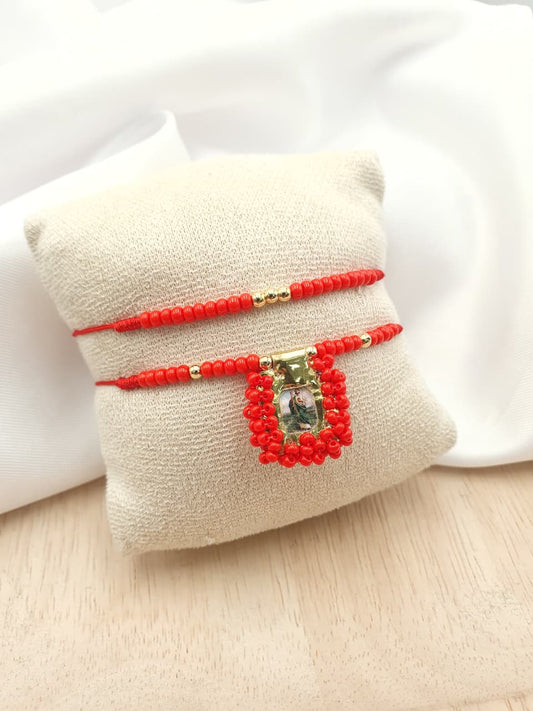 Pulsera escapulario x2 Tejida en Chaquiras