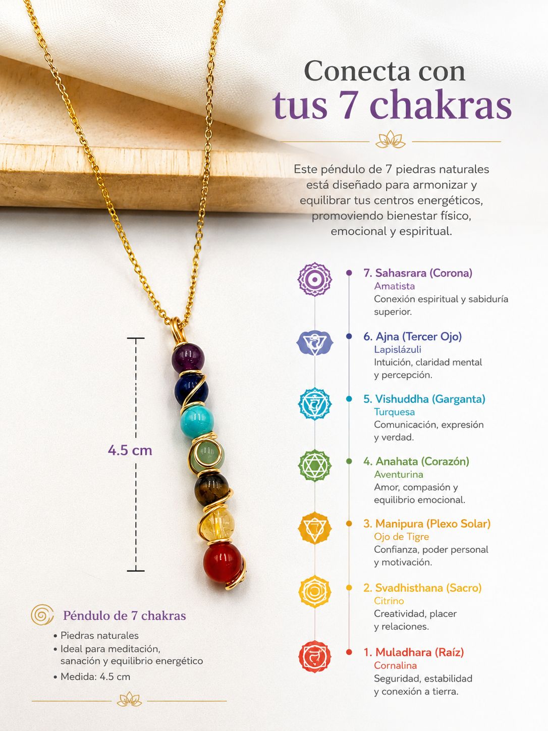 Cadena Pendulo 7 chakras