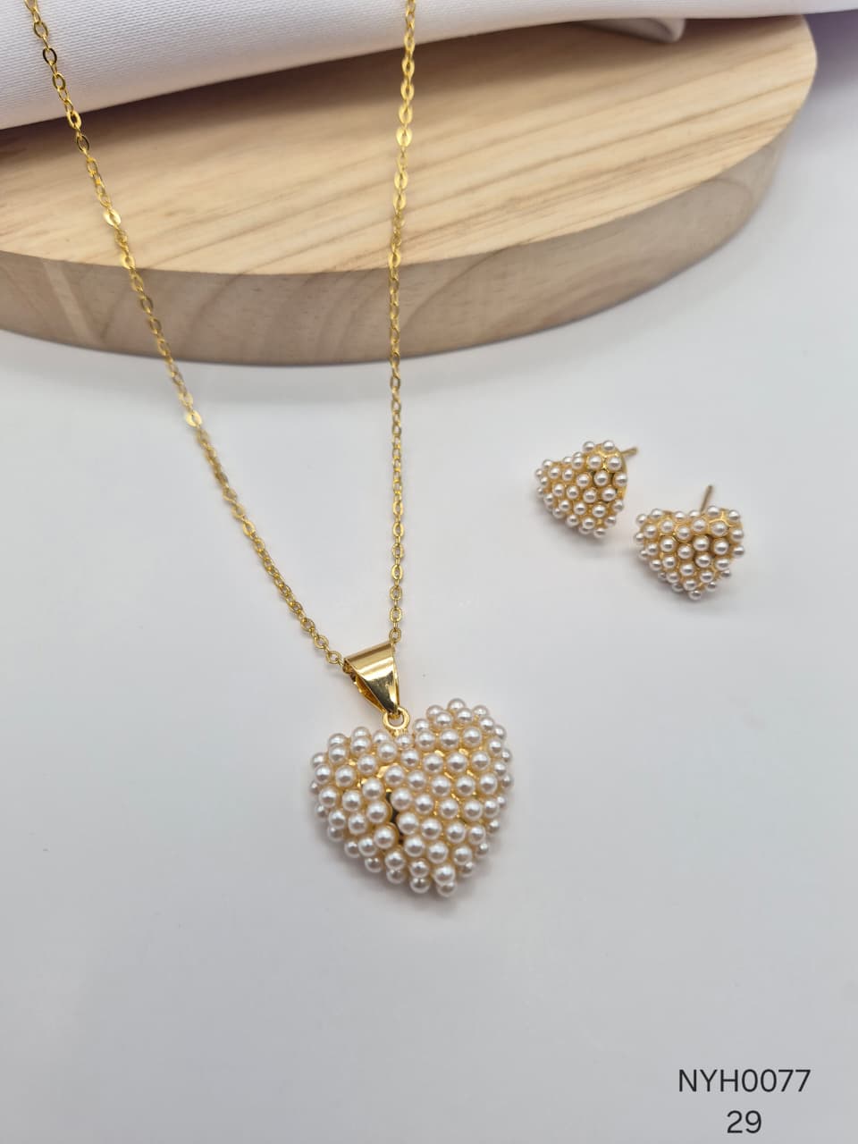 Dúo Cadenas Con Perlas Corazon