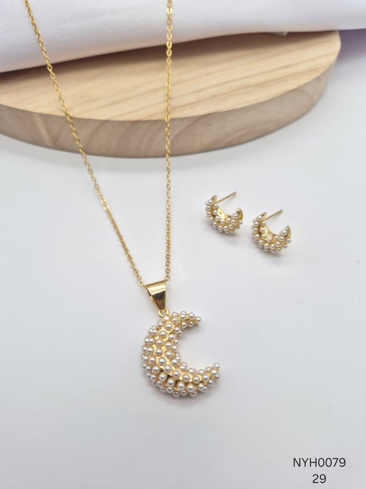 Dúo Cadenas Con Perlas Luna