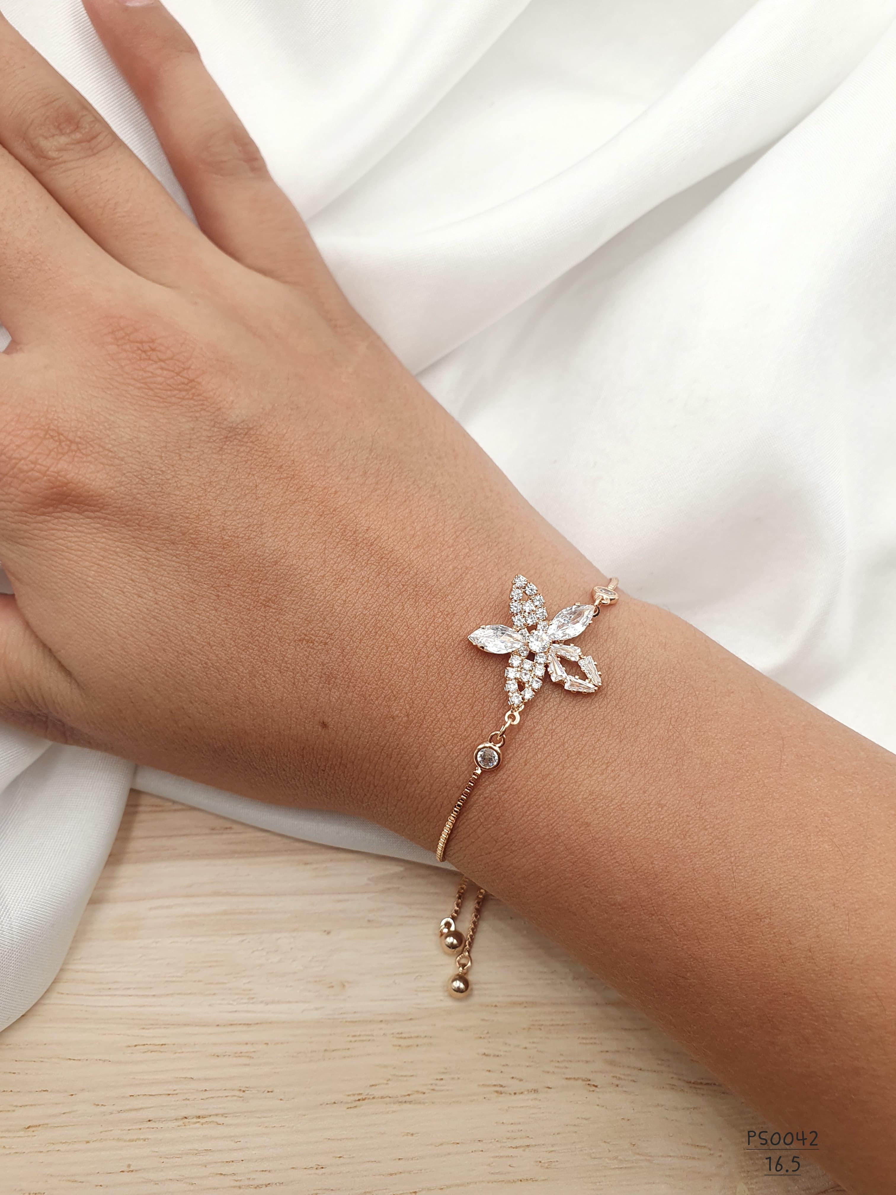 Pulsera rodio con flor