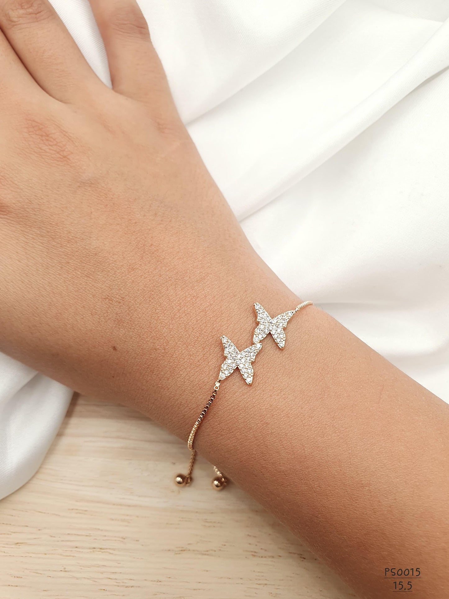 Pulsera rodio con mariposas