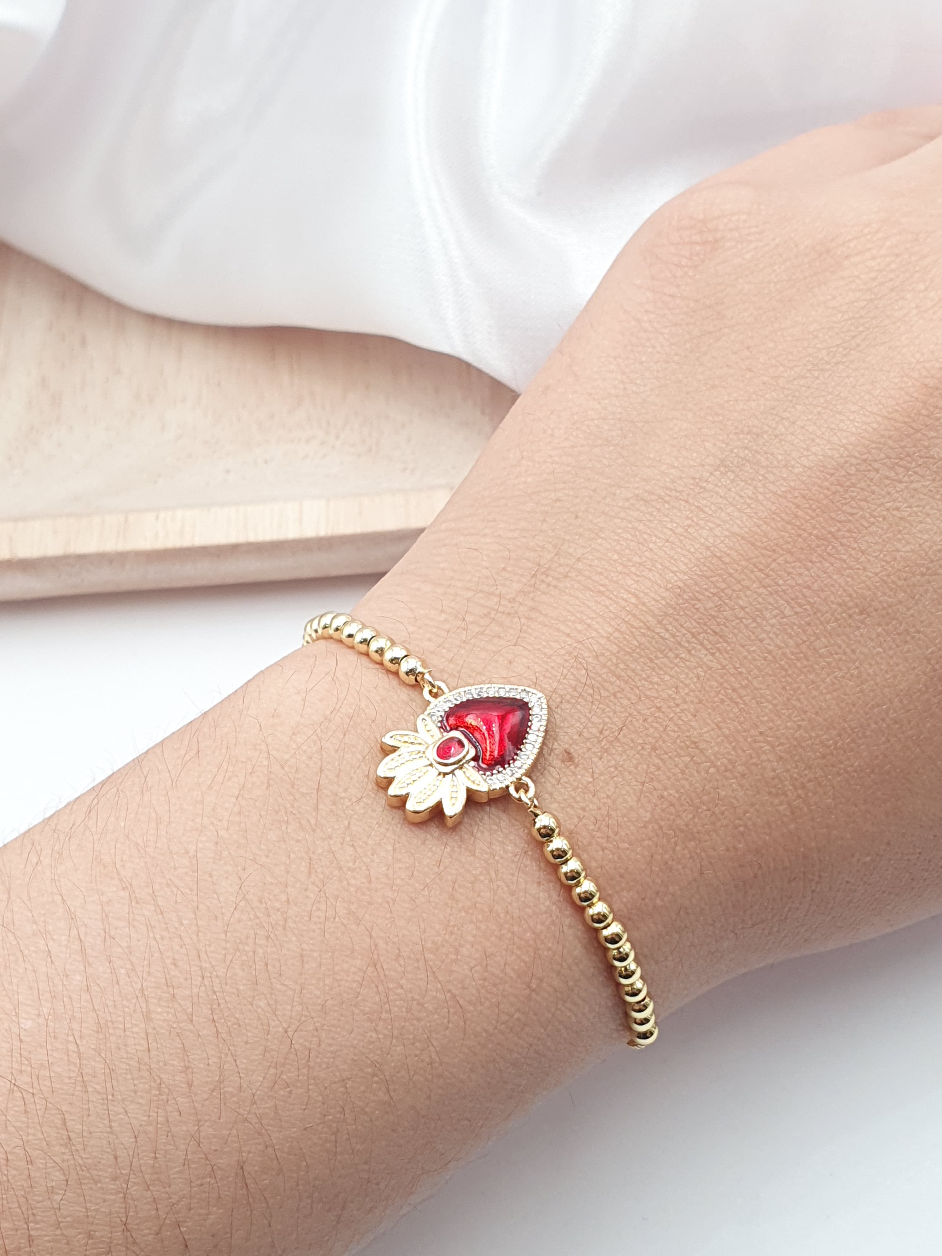 Pulsera Sagrado Corazon Rodio WOW05
