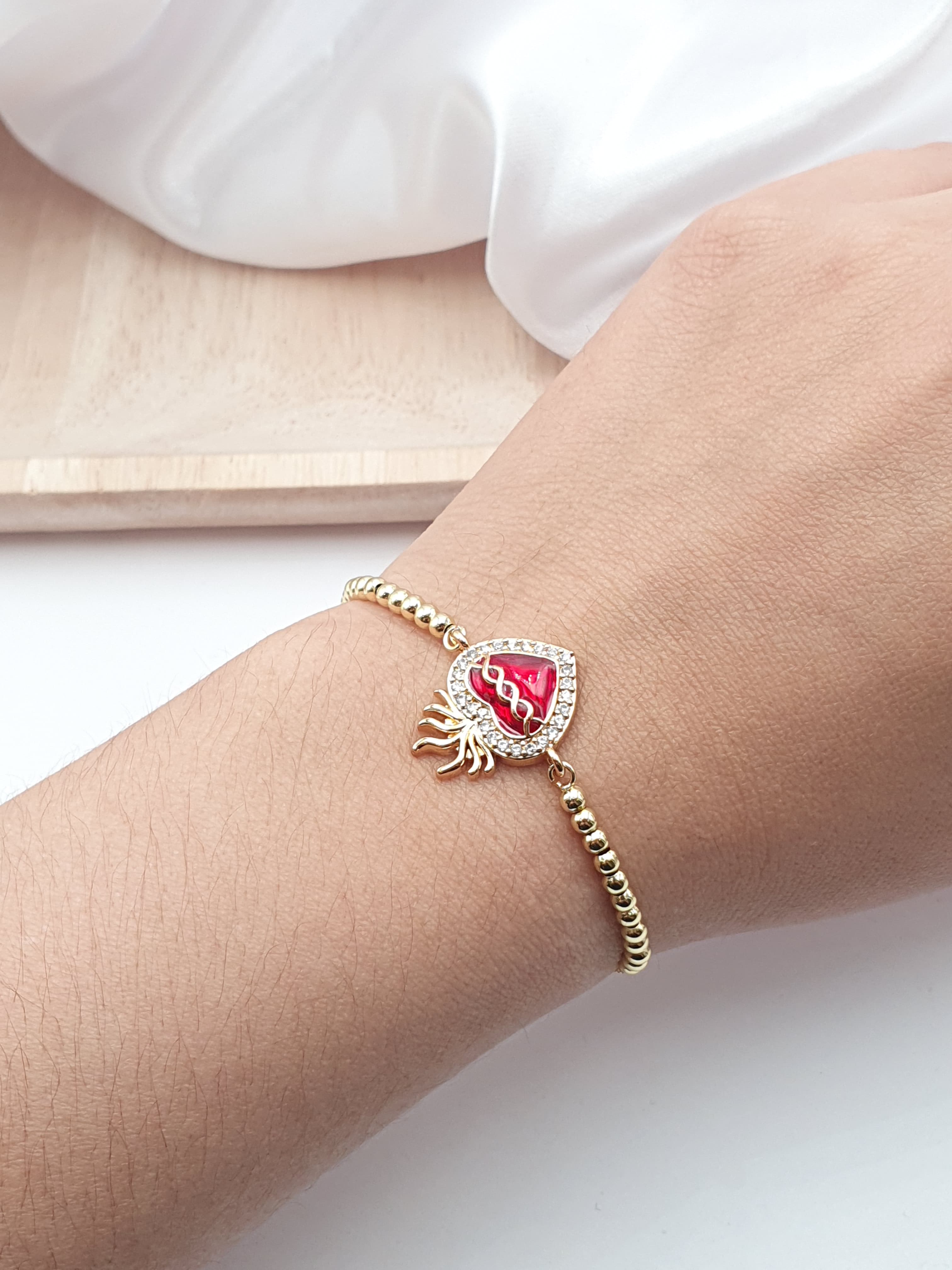 Pulsera Sagrado Corazon Rodio WOW08