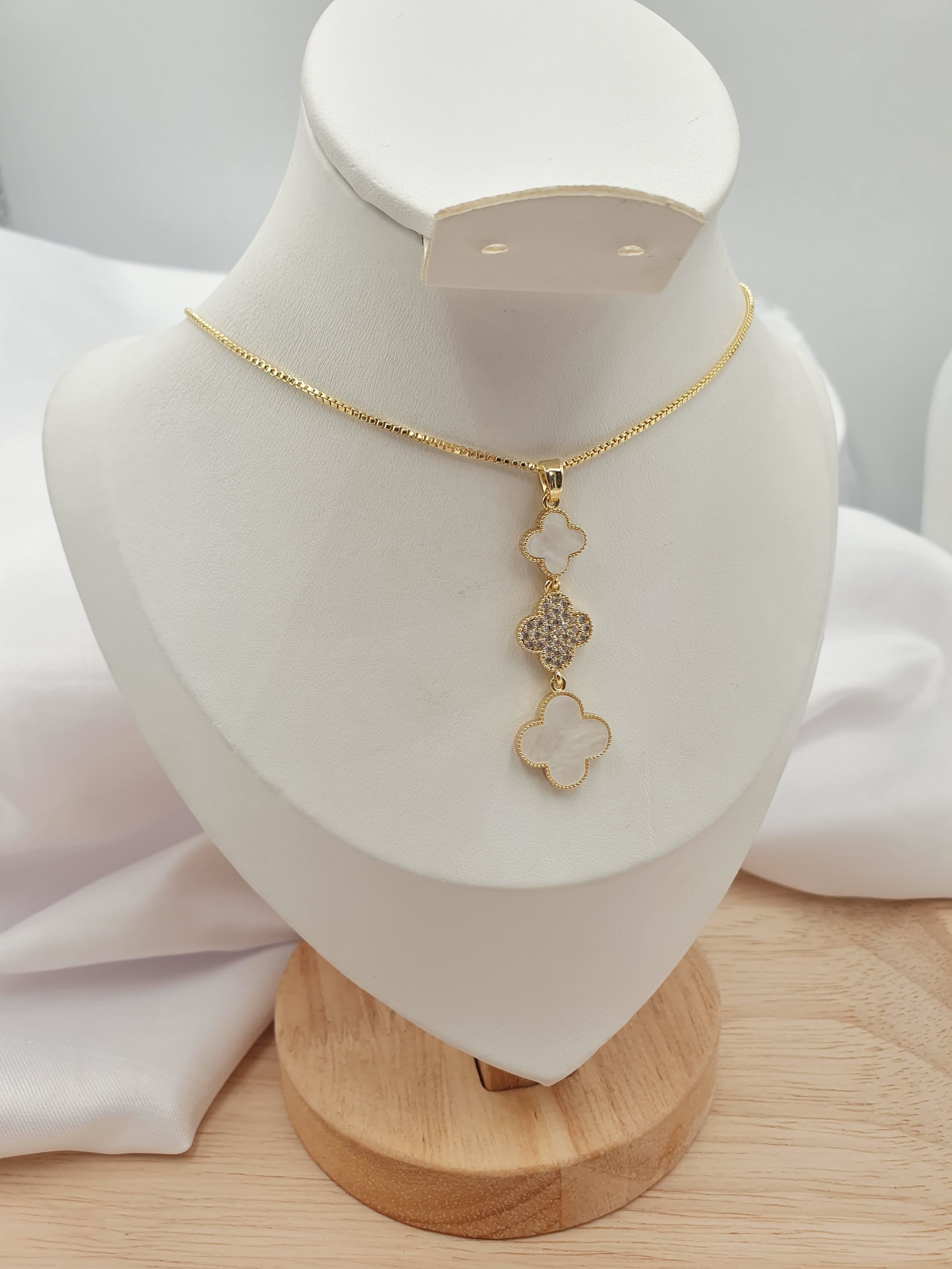 Cadena Rodio Trebol Van Cleef Blanco