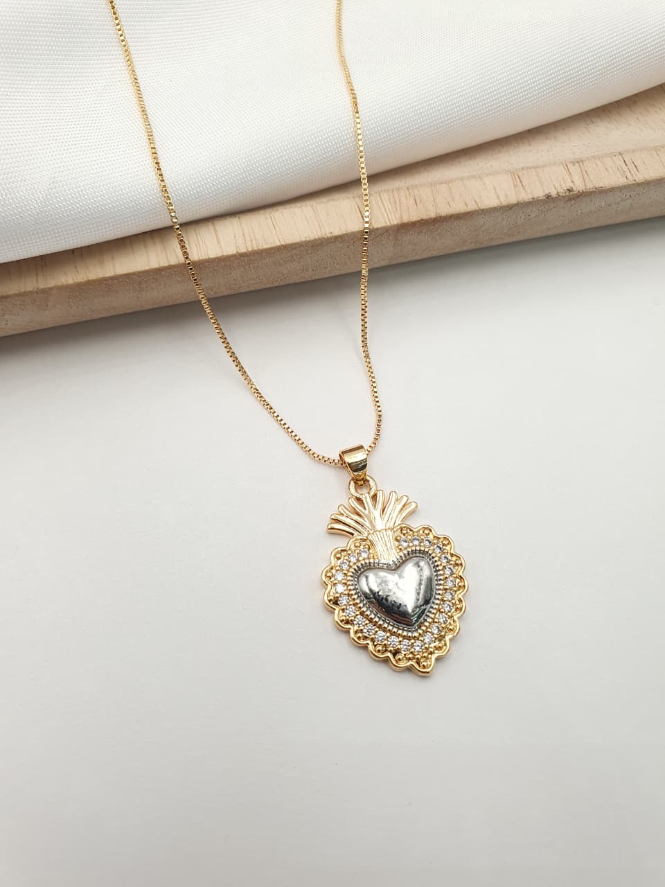 Cadena Sagrado corazon Rodio SAG2