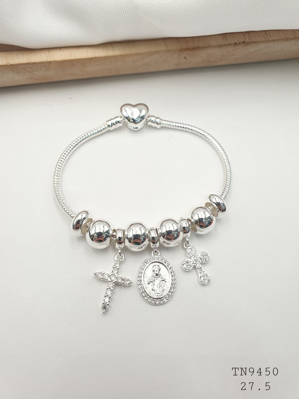 Pulsera Plateada Aro En Rodio TN9450