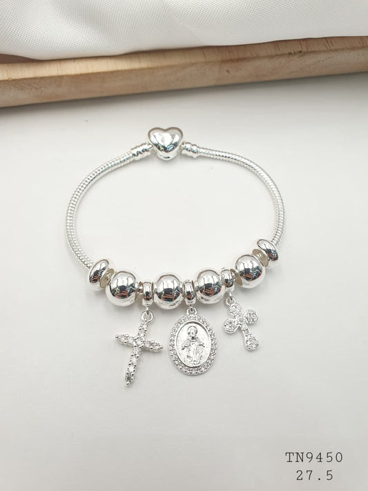 Pulsera Plateada Aro En Rodio TN9450