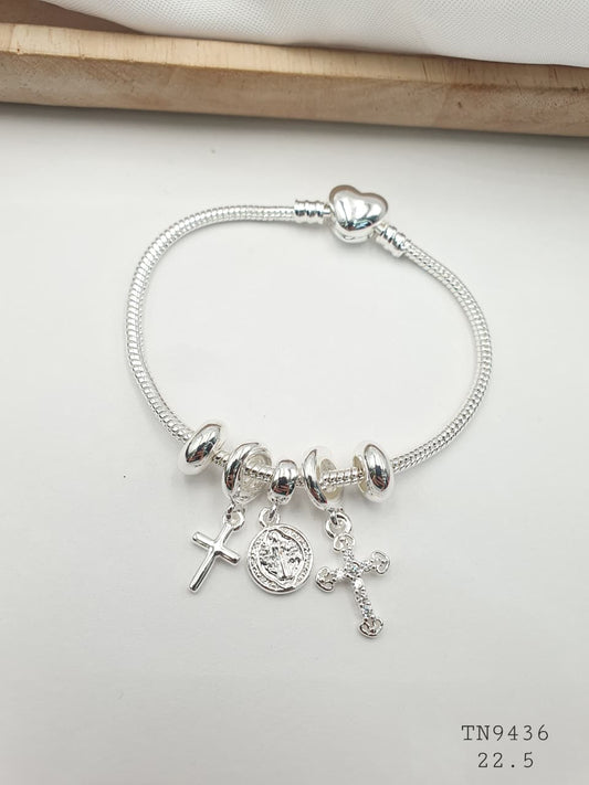 Pulsera Plateada Aro En Rodio TN9436