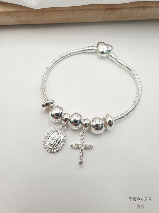 Pulsera Plateada Aro En Rodio TN9428