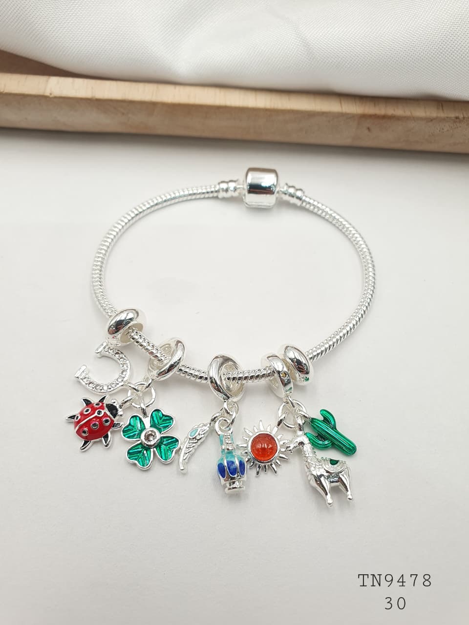 Pulsera Plateada Aro En Rodio TN9478