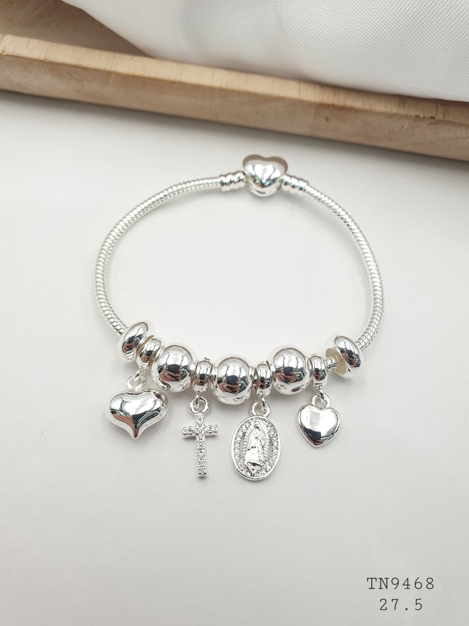 Pulsera Plateada Aro En Rodio TN9468