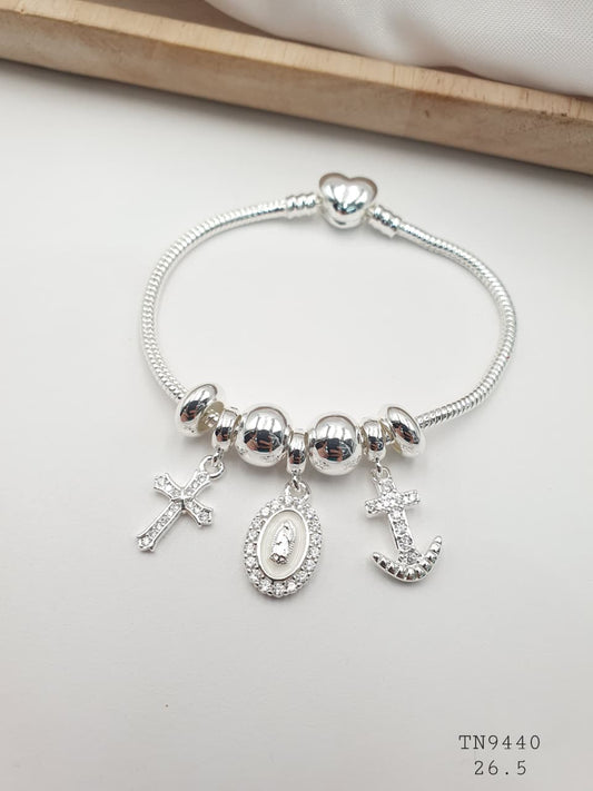 Pulsera Plateada Aro En Rodio TN9440