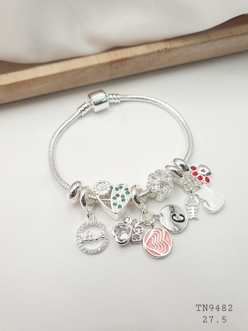 Pulsera Plateada Aro En Rodio TN9482