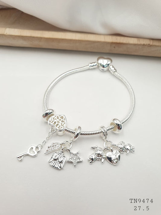 Pulsera Plateada Aro En Rodio TN9474