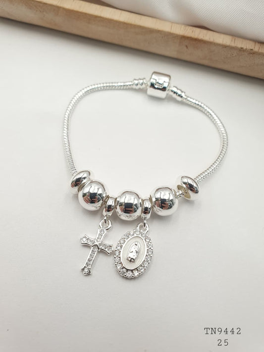 Pulsera Plateada Aro En Rodio TN9442