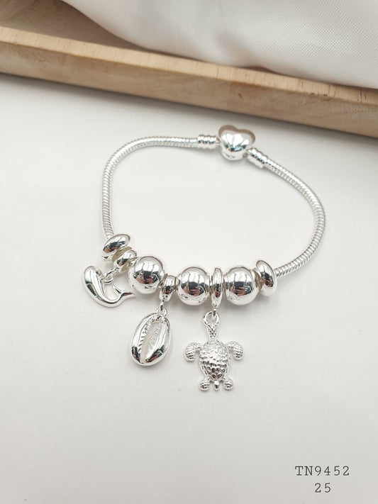 Pulsera Plateada Aro En Rodio TN9452