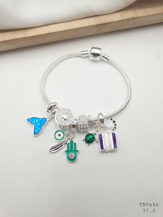 Pulsera Plateada aro En Rodio TN9486