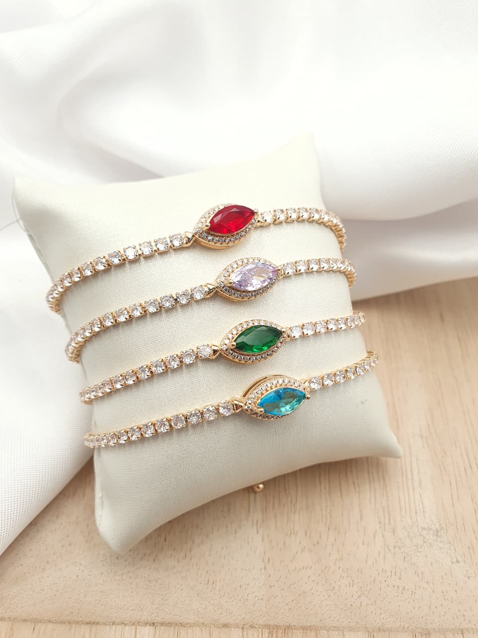 Pulsera En rodio Circon Ovalo