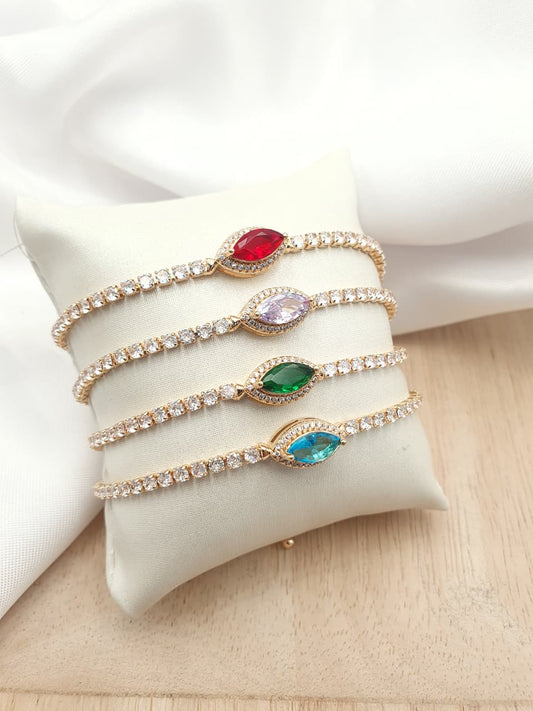 Pulsera En rodio Circon Ovalo