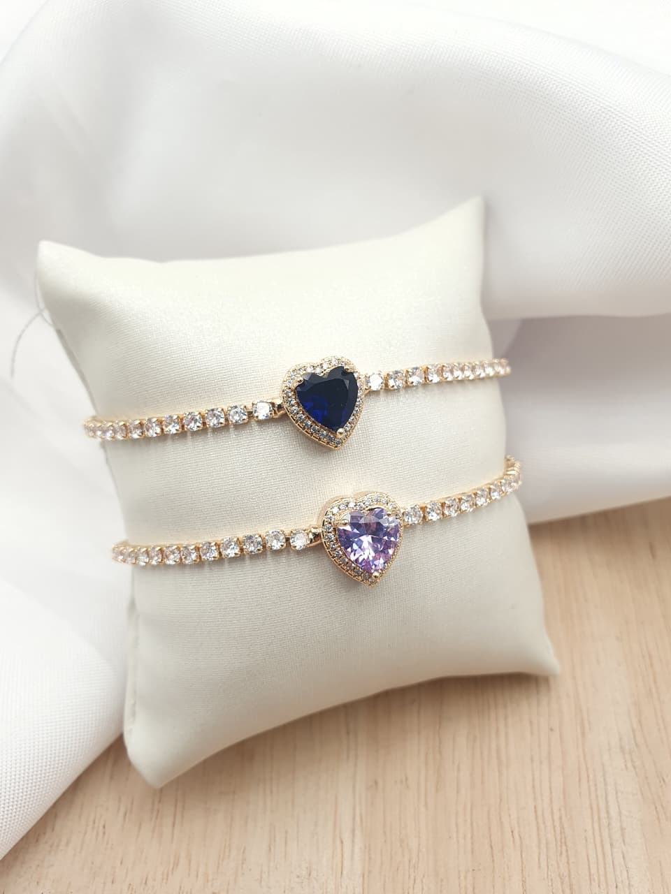 Pulsera En rodio Circon Corazon