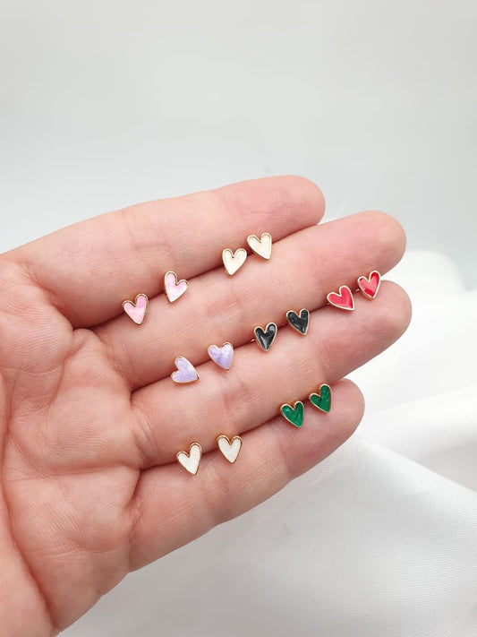Topitos En Rodio Corazon Mini Colores Variados