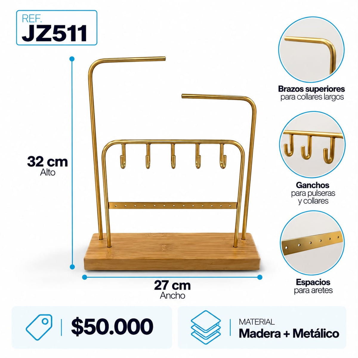 Exhibidor Cadenas, pulseras y aretes JZ511