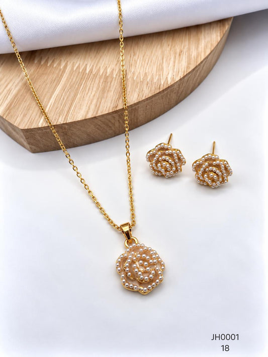 Duos Rodio Con Mini Perlas JH0001