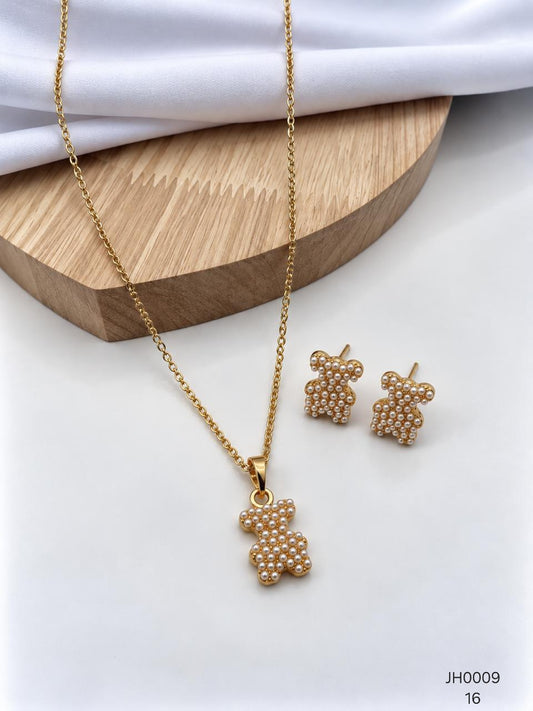 Duos Rodio Con Mini Perlas JH0009